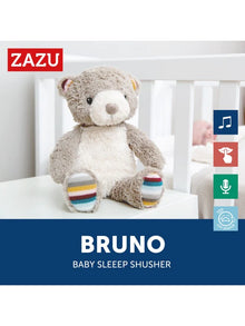 Zazu Bruno The Bear Cuddly Toy with heartbeat and white noise